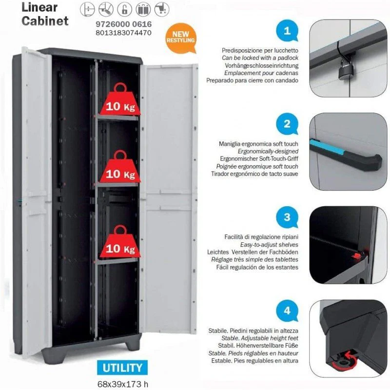 Armadio linear portascope con ripiani | Keter - Image 5