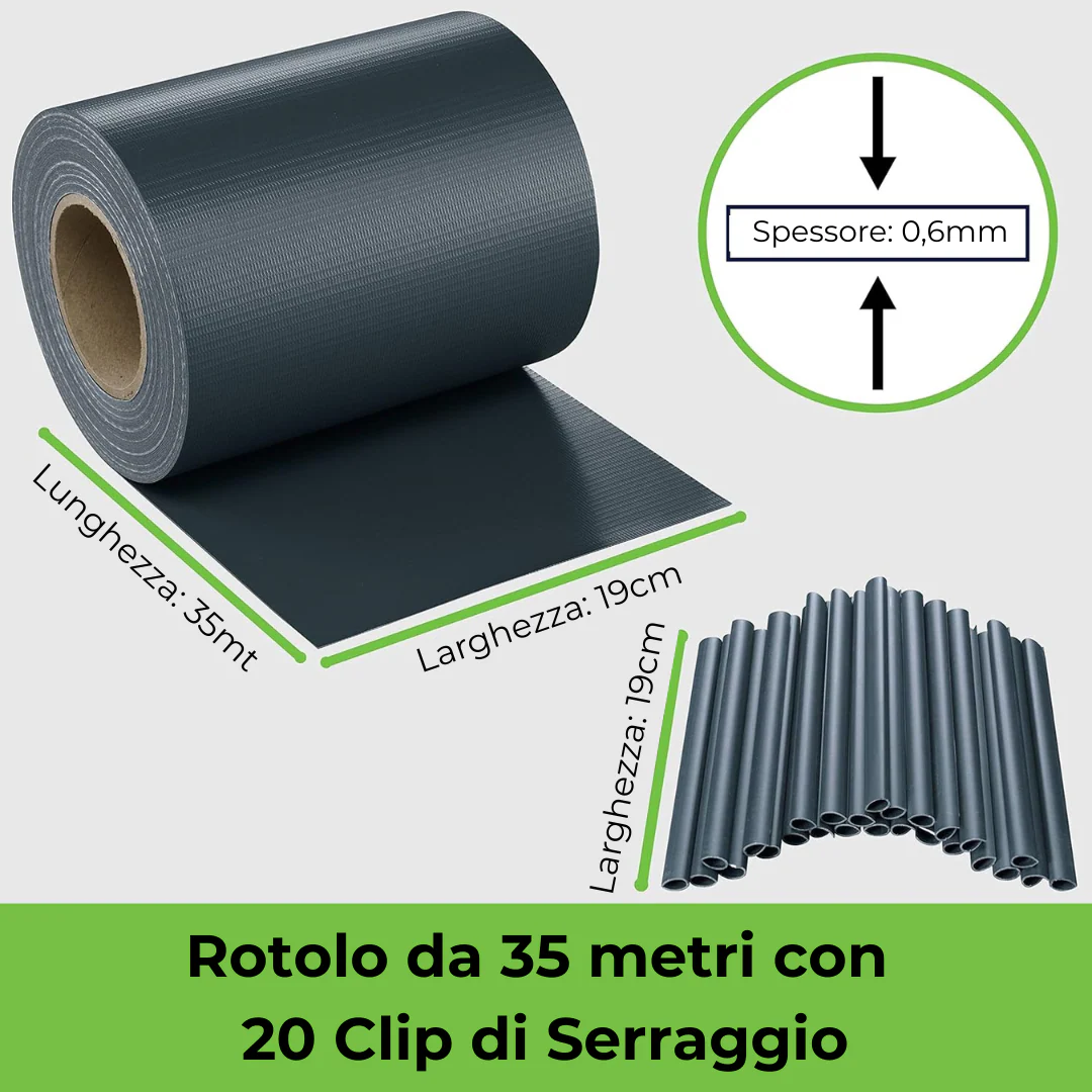 Frangivista in PVC per Balconi e Recinzioni con 20 Clip Incluse 19cm x 35 mt - Image 4