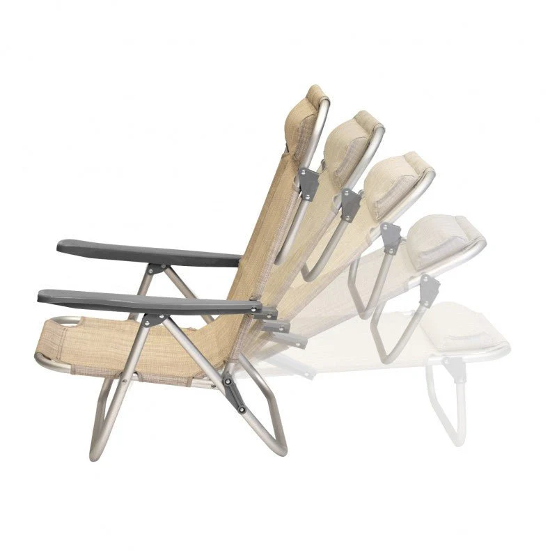 Spiaggina PRO Mare Beige Pieghevole in Alluminio con Poggiatesta Xone - Image 10