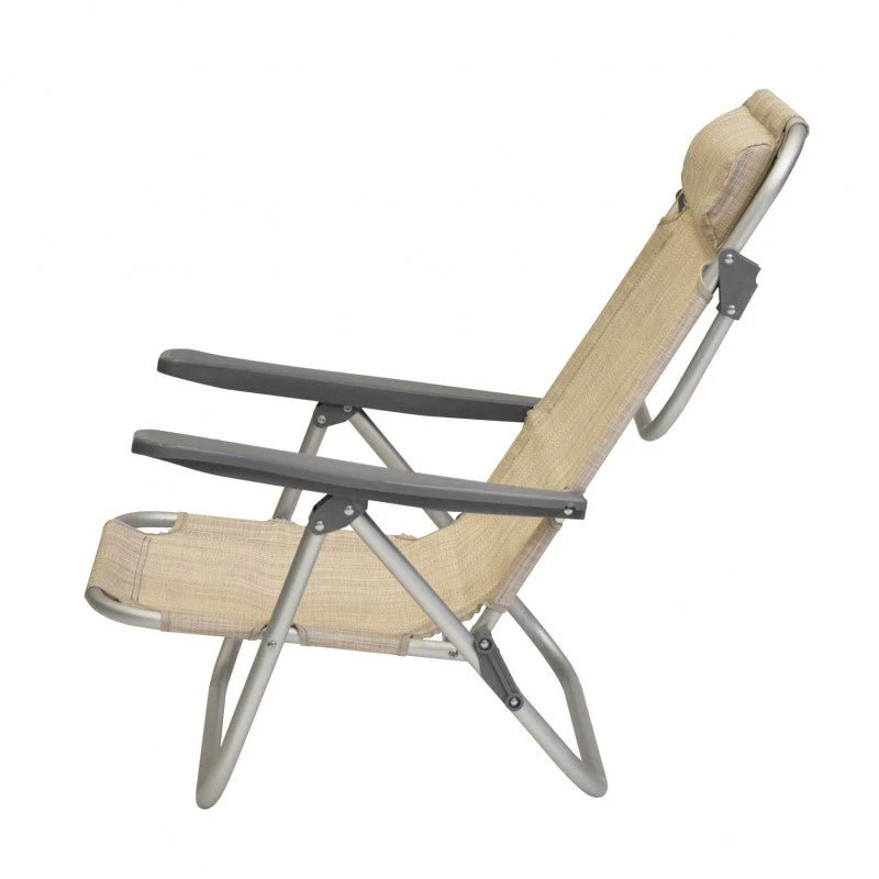 Spiaggina PRO Mare Beige Pieghevole in Alluminio con Poggiatesta Xone - Image 14