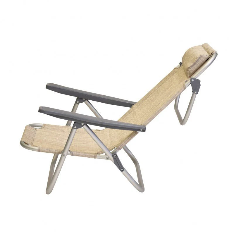 Spiaggina PRO Mare Beige Pieghevole in Alluminio con Poggiatesta Xone - Image 15