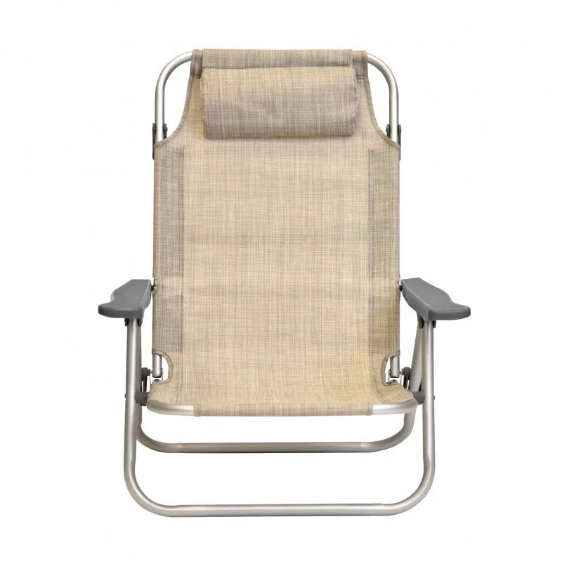 Spiaggina PRO Mare Beige Pieghevole in Alluminio con Poggiatesta Xone - Image 3