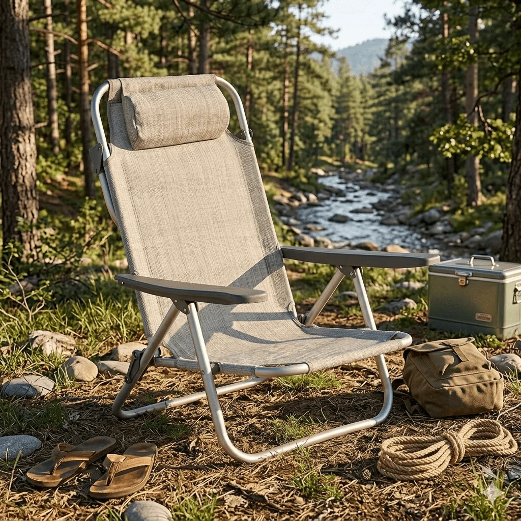 Spiaggina PRO Mare Grigia Pieghevole in Alluminio con Poggiatesta Xone - Image 4