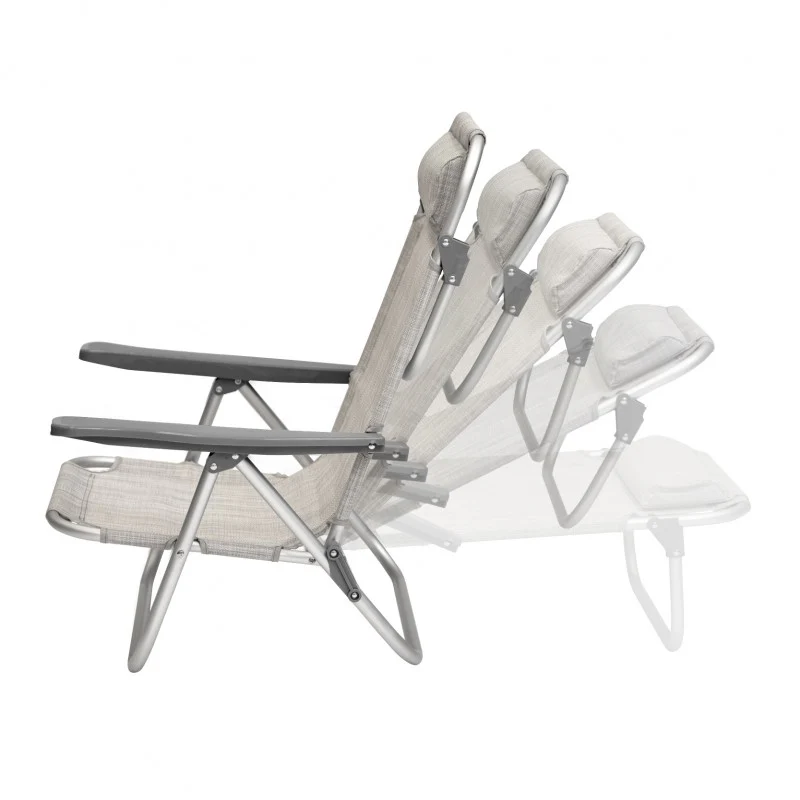 Spiaggina PRO Mare Grigia Pieghevole in Alluminio con Poggiatesta Xone - Image 5